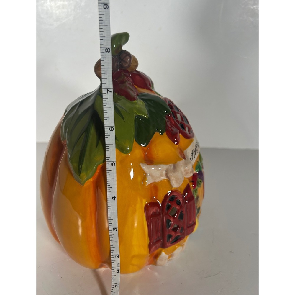 Blue Sky Heather Goldminc Happy Harvest Pumpkin House Tea Light Holder 2018 - Picture 3 of 4